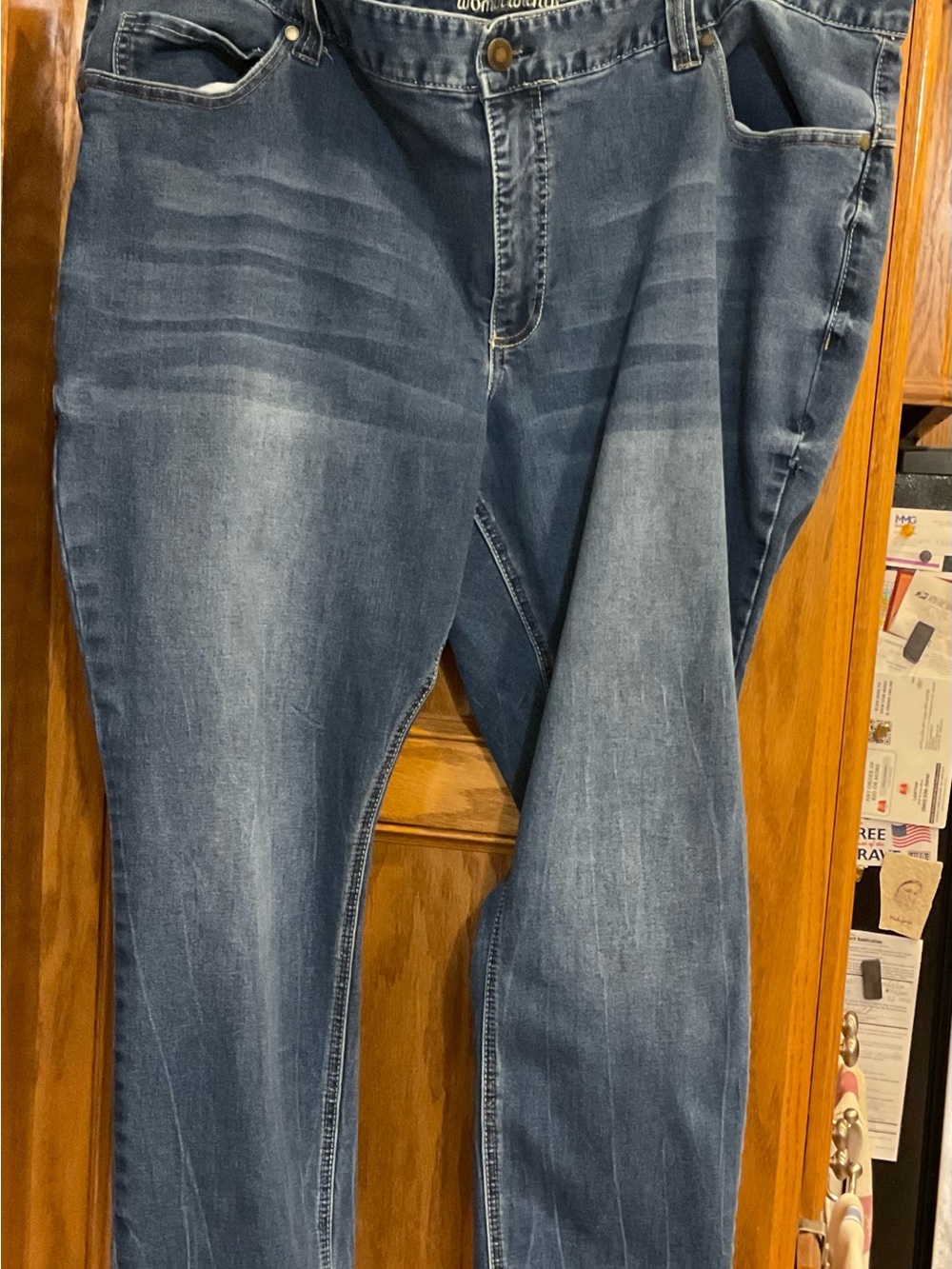 Woman Within Slim Straight Jeans in Light Blue Wash 28W - Picture 4 of 6